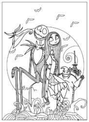 Jack and Sally Nightmare Before Christmas Coloring Page