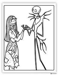Jack and Sally facing each other coloring sheet