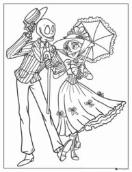 Jack and Sally in elegant attire coloring sheet