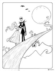 Jack and Sally on Spiral Hill with moon coloring