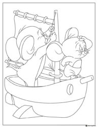 Jerry and Tuffy sailing in a boat coloring page