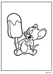 Jerry happily holding a large popsicle coloring sheet