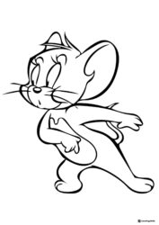 Jerry in a dynamic pose looking to the side coloring page
