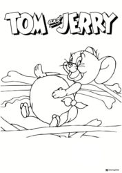 Jerry inflated like a balloon under Tom and Jerry coloring