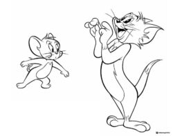 Jerry looking at an angry Tom coloring sheet