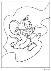Jerry looking surprised and waving coloring page