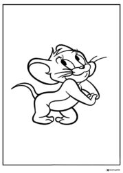 Jerry looking up with a sly smile coloring page