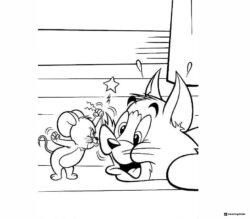 Jerry shocking Tom in a Tom and Jerry coloring page