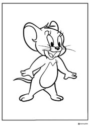 Jerry standing with a wide happy grin coloring sheet