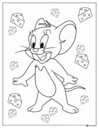 Jerry surrounded by cheese coloring sheet