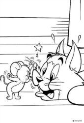 Jerry teasing Tom coloring sheet