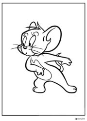 Jerry walking forward with a smirk coloring page