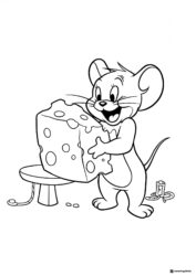Jerry with a large cheese coloring sheet