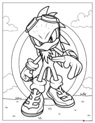 Jet the Hawk with Goggles Coloring Page with Rings and Clouds