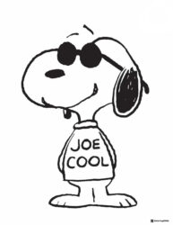 Joe Cool Snoopy with sunglasses Coloring Page