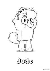 Judo Coloring Page with Headband and Fluffy Tail Detail