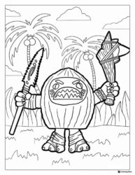 Kakamora Warrior with Palm Trees Coloring Page