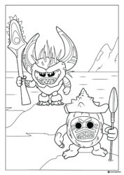 Kakamora Warriors Coloring Page with Weapons