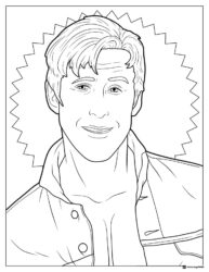 Ken Headshot Coloring Page with Zigzag Border