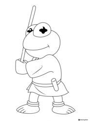 Kermit the Frog with a stick coloring page