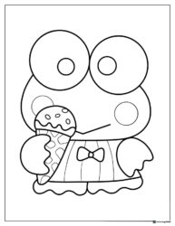 Keroppi Coloring Page Holding Ice Cream