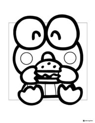 Keroppi Coloring Page Holding a Hamburger