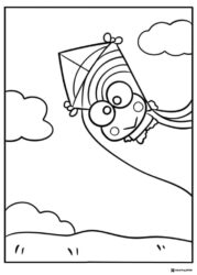 Keroppi Coloring Page as a Kite Flying