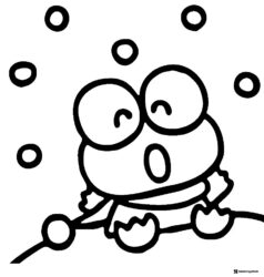 Keroppi Coloring Page in Snow