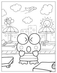 Keroppi Coloring Page on Picnic with Friend