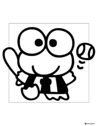 Keroppi Coloring Page playing baseball