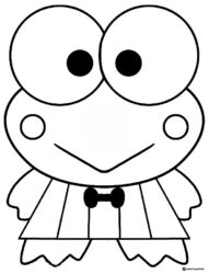 Keroppi Coloring Page wearing a bow tie