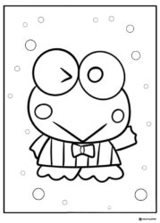 Keroppi Coloring Page winking with circles