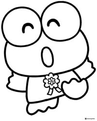 Keroppi Coloring Page with Flower Brooch