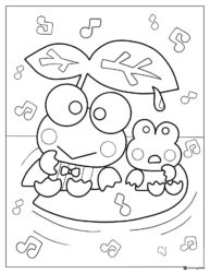 Keroppi Coloring Page with Musical Notes and Friend