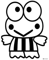 Keroppi Coloring Sheet with Striped Shirt