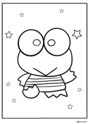 Keroppi Coloring Sheet with stripes and stars
