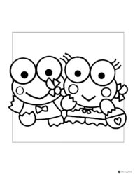 Keroppi Couple Coloring Page Holding Gifts