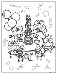 Keroppi Family Coloring Page at a Birthday Party