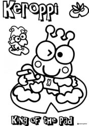 Keroppi King of the Pad coloring sheet with crown