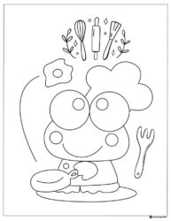 Keroppi chef with cooking utensils and an egg