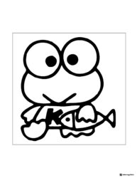 Keroppi holding a fish coloring page 1