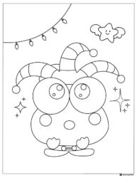 Keroppi in a jester hat with lights and stars