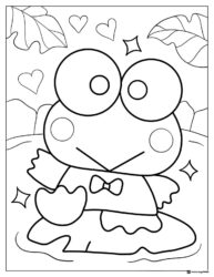Keroppi on Lily Pad Coloring Page 1