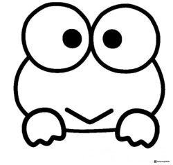 Keroppi peeking over a surface coloring page