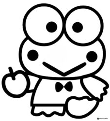 Keroppi running from Kuromi coloring page