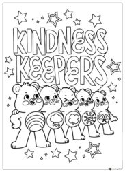Kindness Keepers Care Bears Coloring Page with five bears