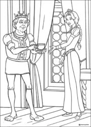 King Harold offering tea to Fiona coloring page