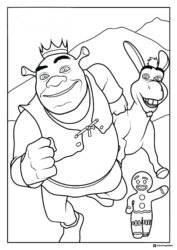 King Shrek Donkey and Gingerbread Man coloring page
