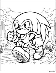 Knuckles Running Through Jungle Landscape Coloring Sheet