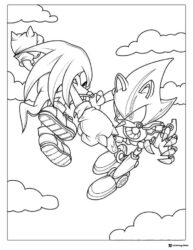 Knuckles and Metal Sonic Battling in Air Coloring Page
